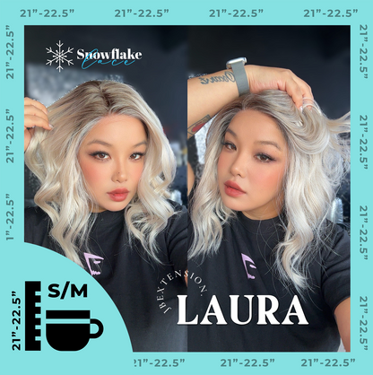 JBEXTENSION 14 Inches Blonde Pre-Cut Side Part Snowflake Lace Frontlace Glueless Wig LAURA SNOWFLAKE【BENDY EAR TABS】- S/M