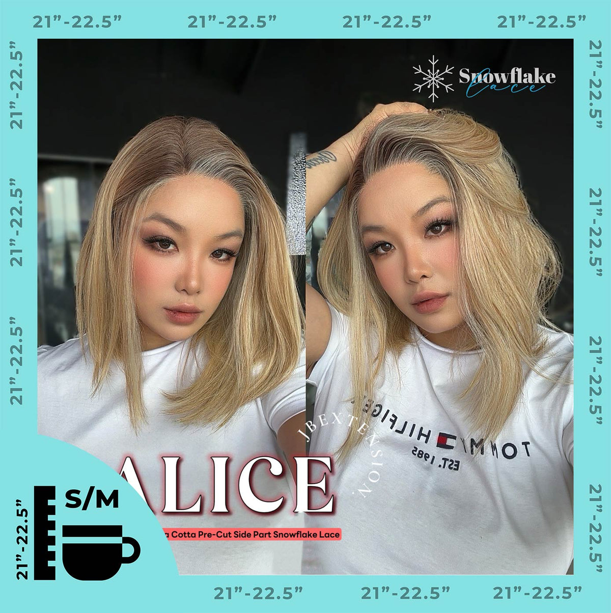 JBEXTENSION 12 Inches Panna Cotta Pre-Cut Side Part Snowflake Lace Frontlace Glueless Wig ALICE PANNA COTTA【BENDY EAR TABS】