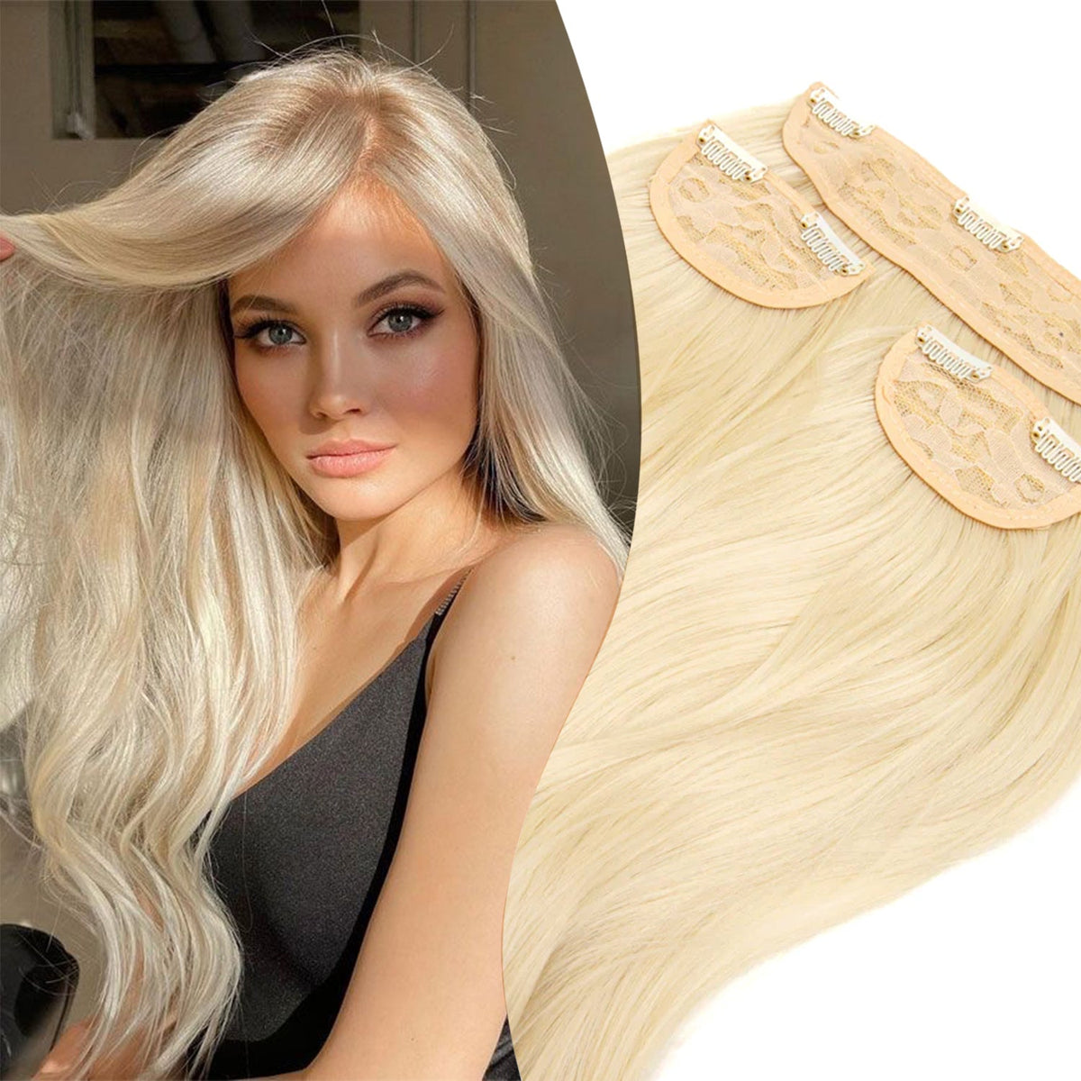 JBEXTENSION 3 PCS Hair Extension Clip Hair Extensions for Women Long Soft curly Clip  Extensions Synthetic Double Weft Hair Full Head 24 Inch