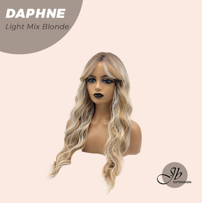JBEXTENSION 29 Inches Long Body Wave Light Mix Blonde Wig with Bangs DAPHNE LIGHT MIX BLONDE