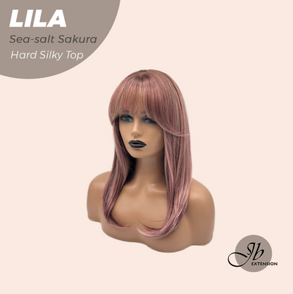 JBEXTENSION 20 Inches Scalpiana Sea-salt Sakura Wolf Cut 3.5X4 Hard Silky Top Natural Scalp Effect Wig with Bangs LILA SEA-SALT SAKURA