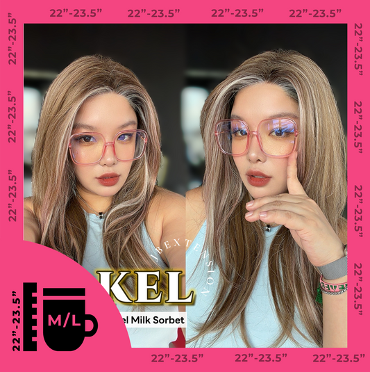 JBEXTENSION 22 Inches Camel Milk Sorbet Pre-Cut Snowflake Lace Frontlace Glueless Wig KEL CAMEL MILK SORBET【PERMATEASE】【BENDY EAR TABS】- M/L