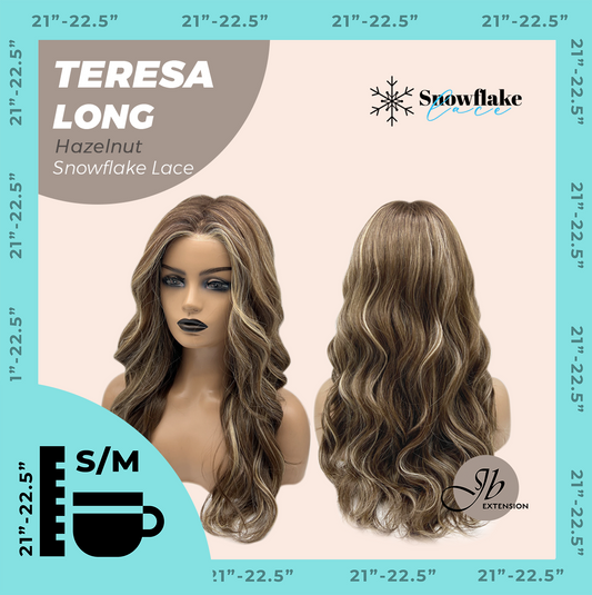 JBEXTENSION 22 Inches Long Hazelnut Pre-Cut Snowflake Lace Frontlace Glueless Wig TERESA LONG HAZELNUT【PERMATEASE】【BENDY EAR TABS】- S/M