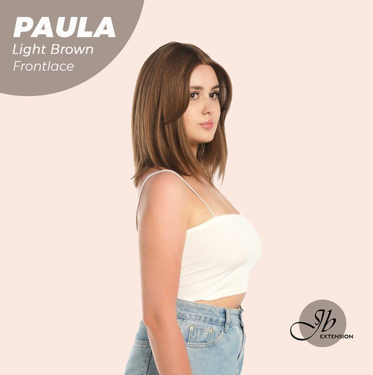 JBEXTENSION 12 Inches Bob Cut Light Brown Straight Pre-Cut Frontlace Glueless Wig PAULA LIGHT BROWN