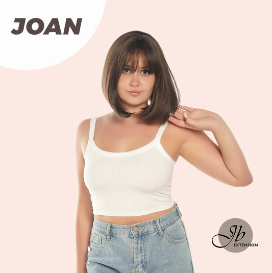 JBEXTENSION 10 Inches Bob Cut Cold Brown Wig With Bangs JOAN