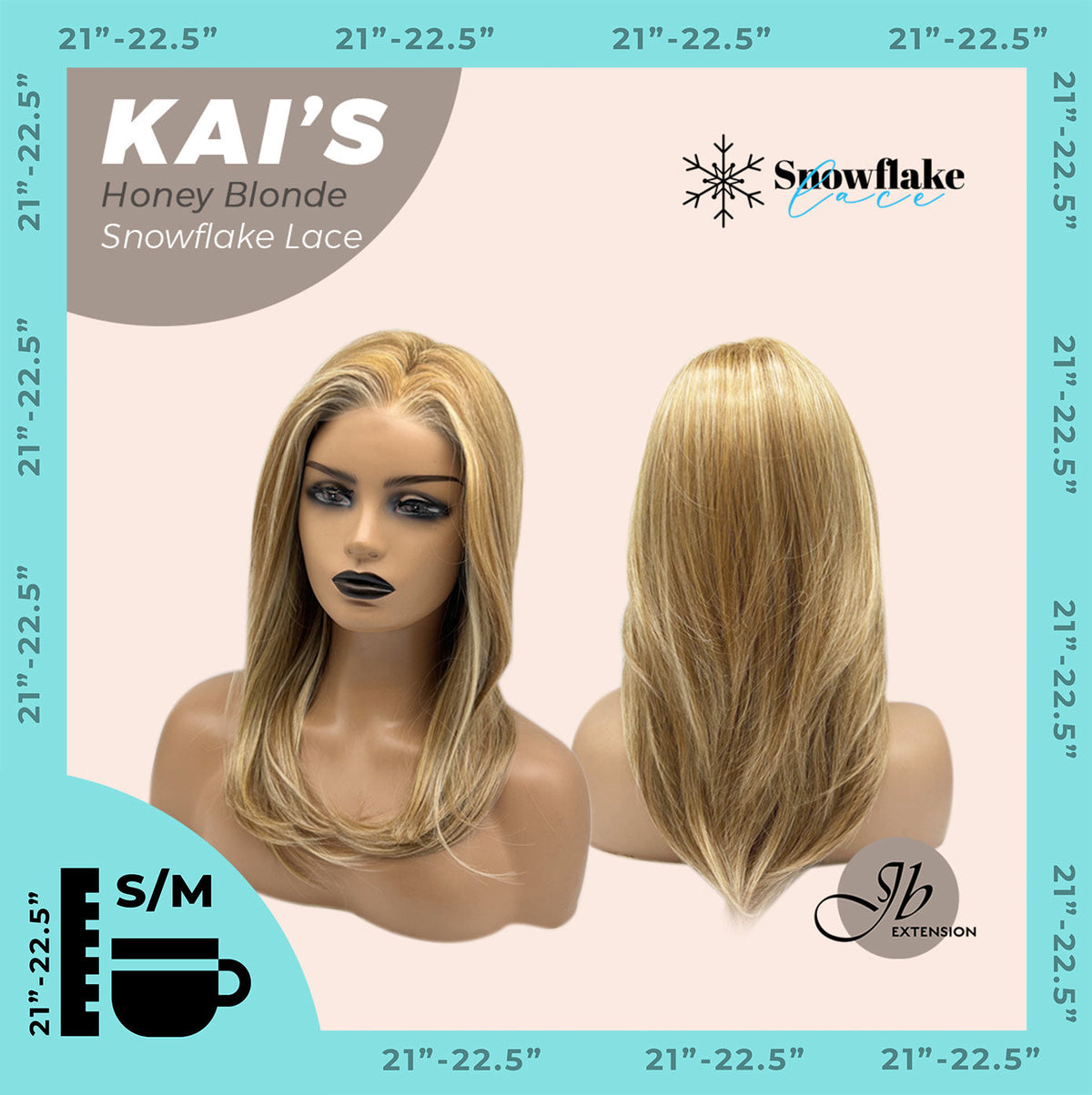 [FINAL SALE] JBEXTENSION 18 Inches Honey Blonde Pre-Cut Snowflake Lace Frontlace Glueless Wig KAI'S HONEY BLONDE【PERMATEASE】【BENDY EAR TABS】