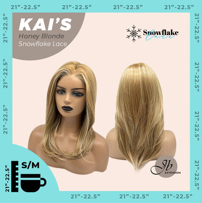[FINAL SALE] JBEXTENSION 18 Inches Honey Blonde Pre-Cut Snowflake Lace Frontlace Glueless Wig KAI'S HONEY BLONDE【PERMATEASE】【BENDY EAR TABS】