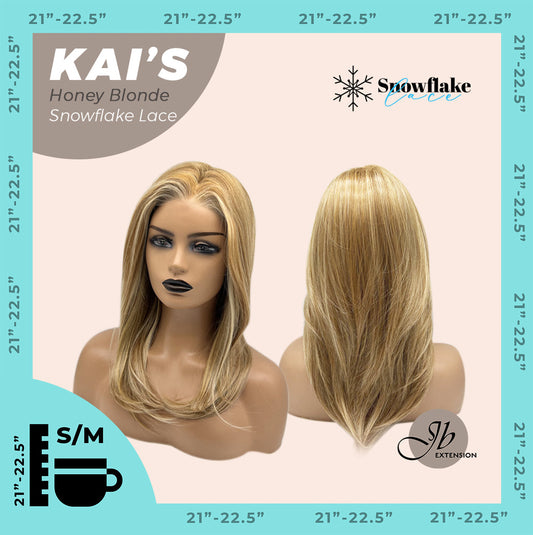 [FINAL SALE] JBEXTENSION 18 Inches Honey Blonde Pre-Cut Snowflake Lace Frontlace Glueless Wig KAI'S HONEY BLONDE【PERMATEASE】【BENDY EAR TABS】