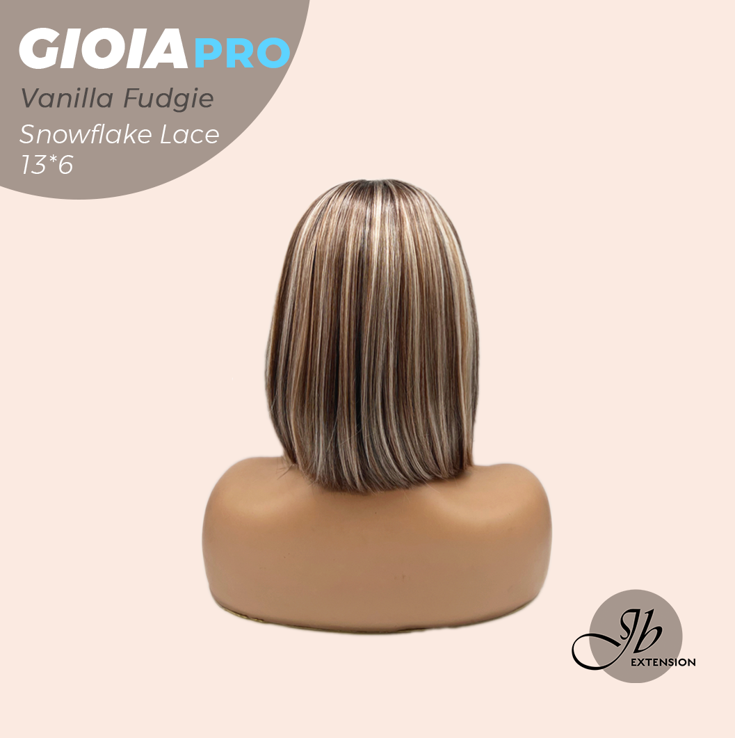 JBEXTENSION 14 Inches Vanilla Fudgie Pre-Cut 13X6 Free Part Snowflake Lace Frontlace Bob Cut Glueless Wig GIOIA PRO - VANILLA FUDGIE【BENDY EAR TABS】