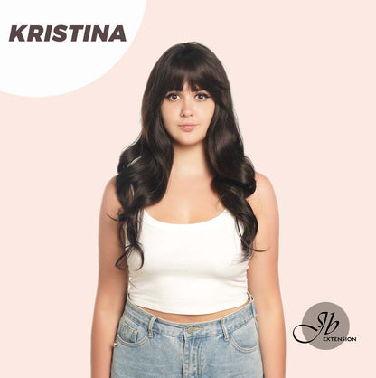 JBEXTENSION 25 Inches Soft Black Curly Wig With Full Bangs KRISTINA