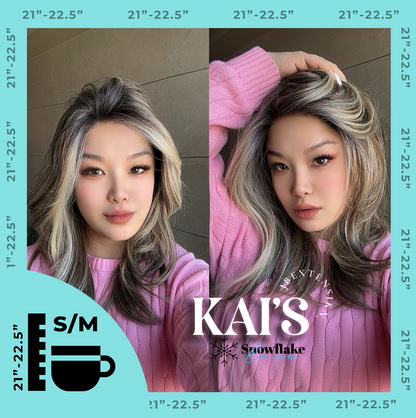 HOT OF SEASON - 18 Inches Mix Blonde Pre-Cut Snowflake Lace Frontlace Glueless Wig KAI'S【PERMATEASE】【BENDY EAR TABS】- S/M