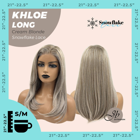 [FINAL SALE] JBEXTENSION 18 Inches Cream Blonde Pre-Cut Snowflake Lace Frontlace Glueless Wig KHLOE LONG CREAM BLONDE【PERMATEASE】【BENDY EAR TABS】