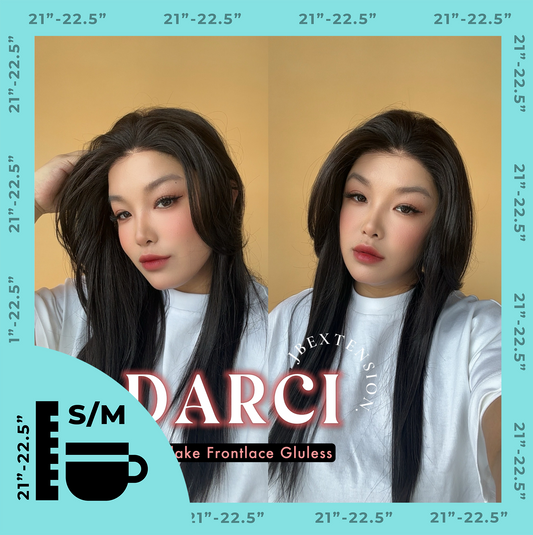 [FINAL SALE] JBEXTENSION 25 Inches Natural Black Pre-Cut Snowflake Lace Frontlace Glueless Wig DARCI NATURAL BLACK【PERMATEASE】【BENDY EAR TABS】- S/M