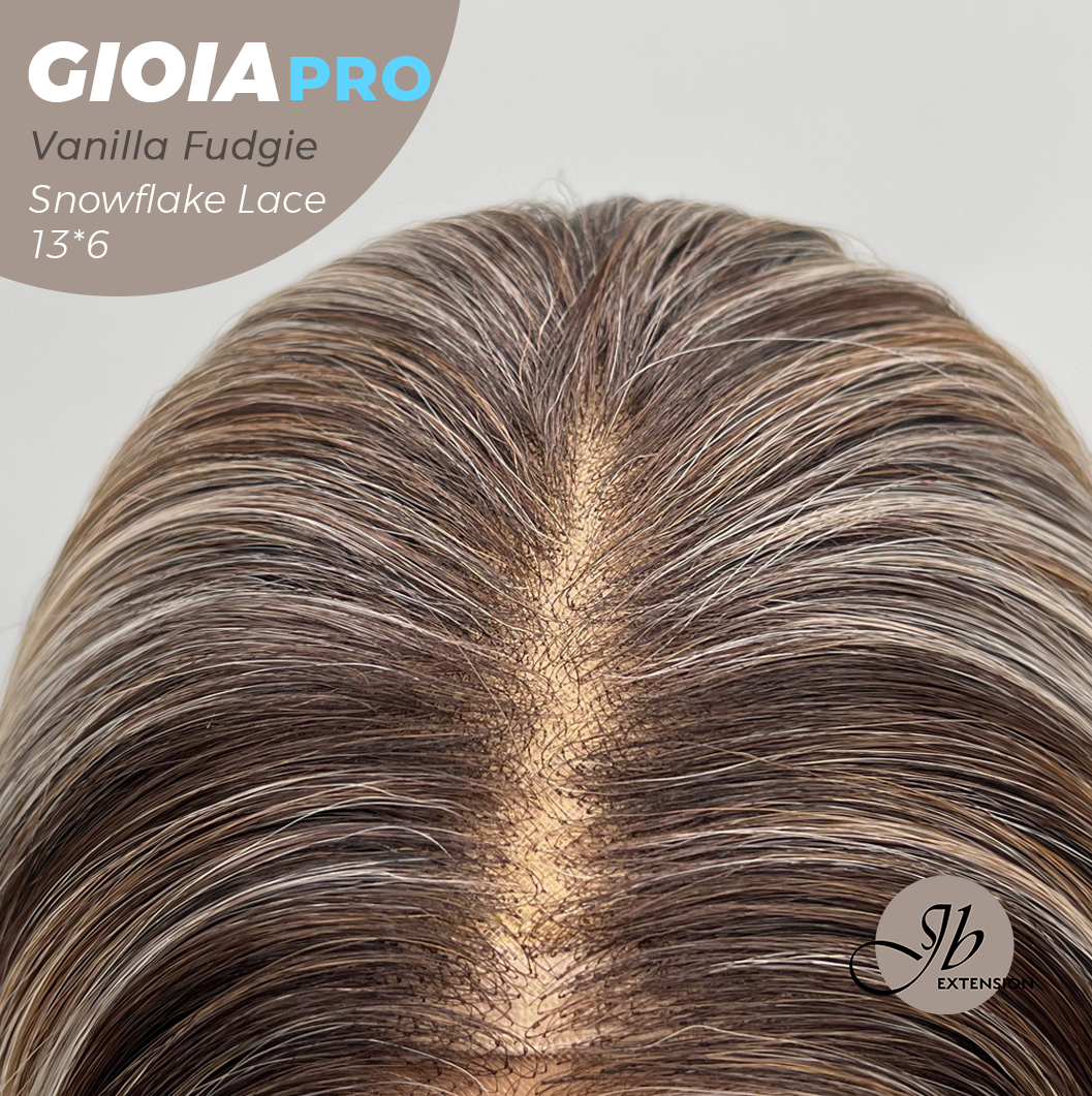 JBEXTENSION 14 Inches Vanilla Fudgie Pre-Cut 13X6 Free Part Snowflake Lace Frontlace Bob Cut Glueless Wig GIOIA PRO - VANILLA FUDGIE【BENDY EAR TABS】