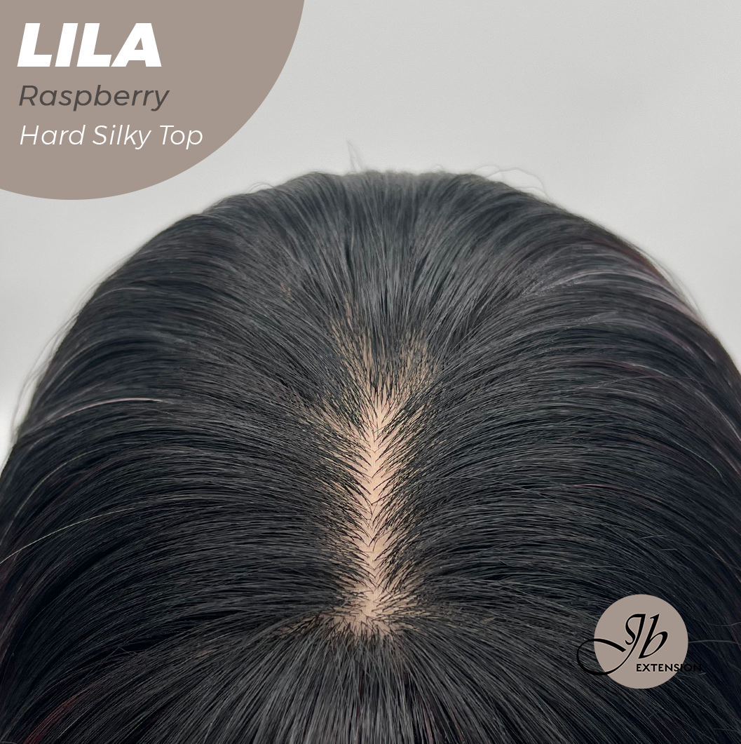 JBEXTENSION 20 Inches Scalpiana Raspberry Wolf Cut 3.5X4 Hard Silky Top Natural Scalp Effect Wig with Bangs LILA RASPBERRY