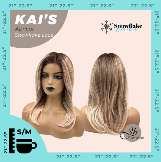 [FINAL SALE] JBEXTENSION 18 Inches Apricot Pre-Cut Snowflake Lace Frontlace Glueless Wig KAI'S APRICOT【PERMATEASE】【BENDY EAR TABS】- S/M