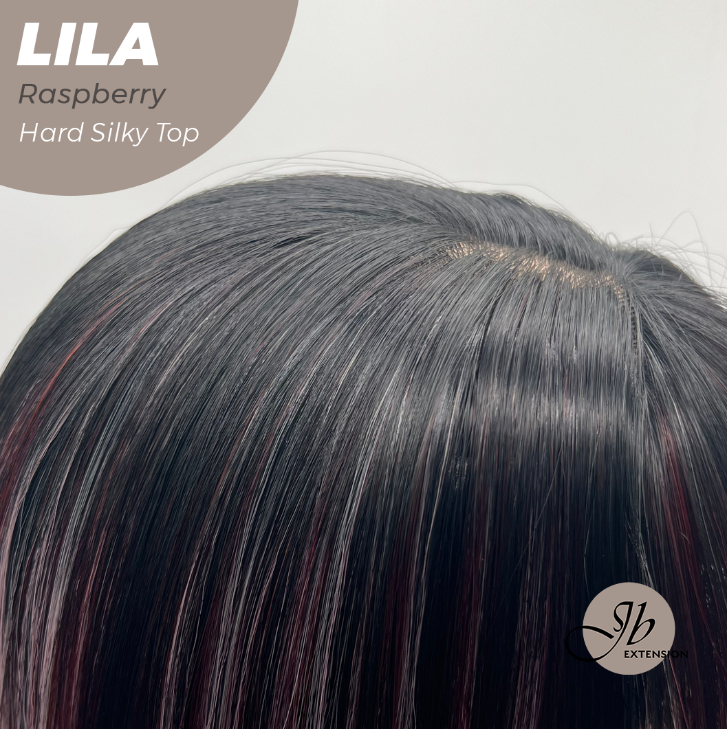 JBEXTENSION 20 Inches Scalpiana Raspberry Wolf Cut 3.5X4 Hard Silky Top Natural Scalp Effect Wig with Bangs LILA RASPBERRY