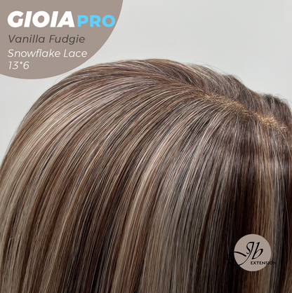 JBEXTENSION 14 Inches Vanilla Fudgie Pre-Cut 13X6 Free Part Snowflake Lace Frontlace Bob Cut Glueless Wig GIOIA PRO - VANILLA FUDGIE【BENDY EAR TABS】