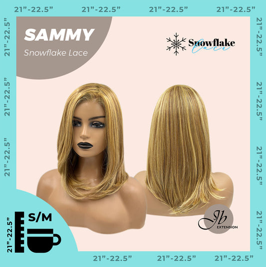 [FINAL SALE] JBEXTENSION 15 Inches Honey Blonde Pre-Cut Snowflake Lace Frontlace Glueless Wig SAMMY【PERMATEASE】【BENDY EAR TABS】- S/M