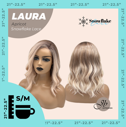 JBEXTENSION 14 Inches Apricot Pre-Cut Side Part Snowflake Lace Frontlace Glueless Wig LAURA SNOWFLAKE APRICOT【BENDY EAR TABS】- S/M