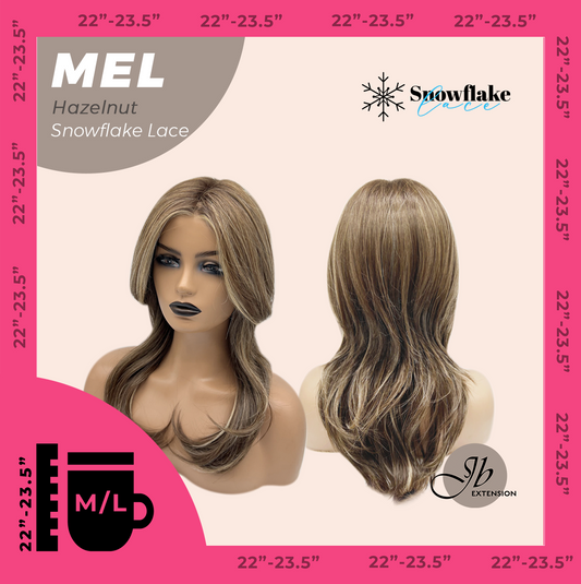 JBEXTENSION 20 Inches Hazelnut Curly Pre-Cut Snowflake Lace Frontlace Glueless Wig MEL HAZELNUT【PERMATEASE】【BENDY EAR TABS】- M/L