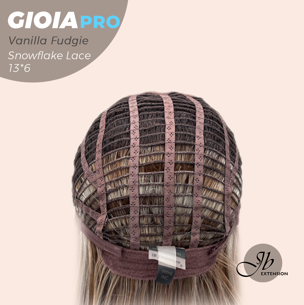 JBEXTENSION 14 Inches Vanilla Fudgie Pre-Cut 13X6 Free Part Snowflake Lace Frontlace Bob Cut Glueless Wig GIOIA PRO - VANILLA FUDGIE【BENDY EAR TABS】