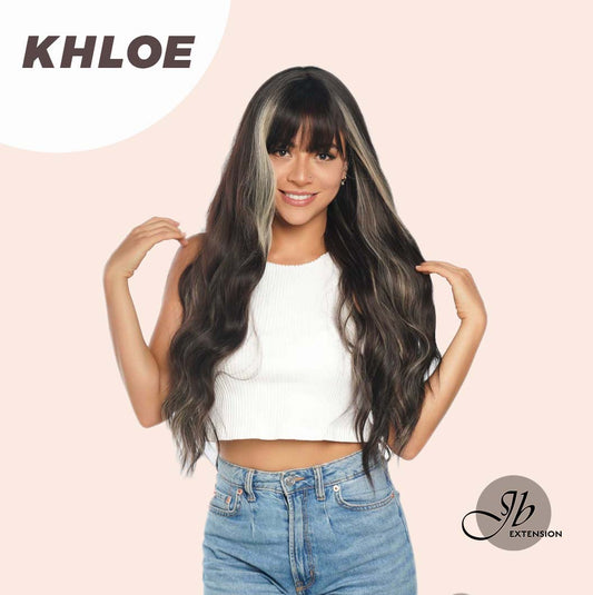 [FINAL SALE] JBEXTENSION 26 Inches Body Wave Natural Black With Blonde Highlight Hair With Full Bangs Wig KHLOE