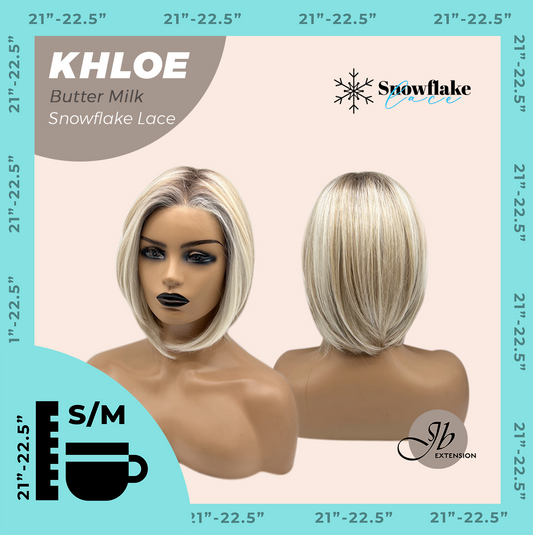 JBEXTENSION 12 Inches Bob Cut Butter Milk Pre-Cut Snowflake Lace Frontlace Glueless Wig KHLOE BUTTER MILK【PERMATEASE】【BENDY EAR TABS】- S/M
