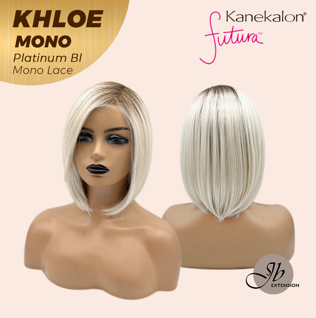 JBEXTENSION KHLOE MONO 6X5 Full Monofilament Hand Tied Top Wig 12 Inches Bob Cut Platinum Blonde Mono Lace Handmade Futura Fiber Wig With Anti-slip Silicone Strips Glueless Wig KHLOE MONO PLATINUM BLONDE【BENDY EAR TABS】