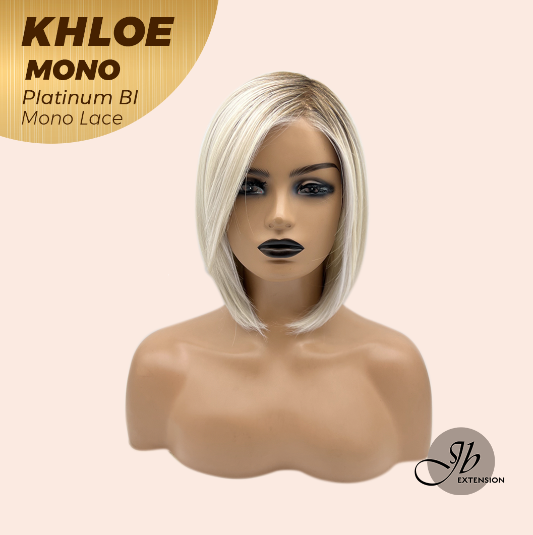 JBEXTENSION KHLOE MONO 6X5 Full Monofilament Hand Tied Top Wig 12 Inches Bob Cut Platinum Blonde Mono Lace Handmade Futura Fiber Wig With Anti-slip Silicone Strips Glueless Wig KHLOE MONO PLATINUM BLONDE【BENDY EAR TABS】
