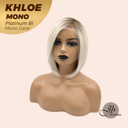 JBEXTENSION KHLOE MONO 6X5 Full Monofilament Hand Tied Top Wig 12 Inches Bob Cut Platinum Blonde Mono Lace Handmade Futura Fiber Wig With Anti-slip Silicone Strips Glueless Wig KHLOE MONO PLATINUM BLONDE【BENDY EAR TABS】