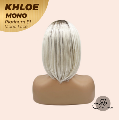 JBEXTENSION KHLOE MONO 6X5 Full Monofilament Hand Tied Top Wig 12 Inches Bob Cut Platinum Blonde Mono Lace Handmade Futura Fiber Wig With Anti-slip Silicone Strips Glueless Wig KHLOE MONO PLATINUM BLONDE【BENDY EAR TABS】