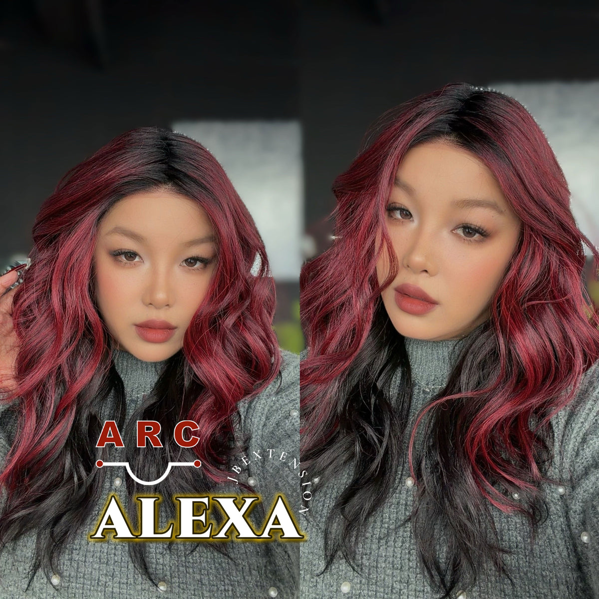 JBEXTENSION 20 Inches Curly Black Red Pre-Cut Arc Snowflake Lace Frontlace Glueless Black Sapphire Wig ALEXA【BENDY EAR TABS】