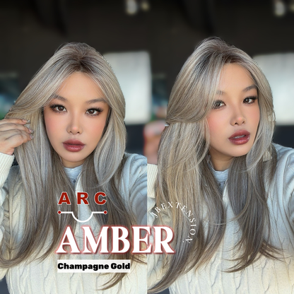 JBEXTENSION 21 Inches Straight Champagne Gold Pre-Cut Arc Snowflake Lace Frontlace Glueless Wig AMBER CHAMPAGNE GOLD【BENDY EAR TABS】