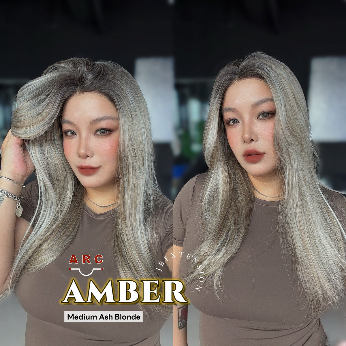 JBEXTENSION 21 Inches Straight Medium Ash Blonde Pre-Cut Arc Snowflake Lace Frontlace Glueless Wig AMBER MEDIUM ASH BLONDE【BENDY EAR TABS】