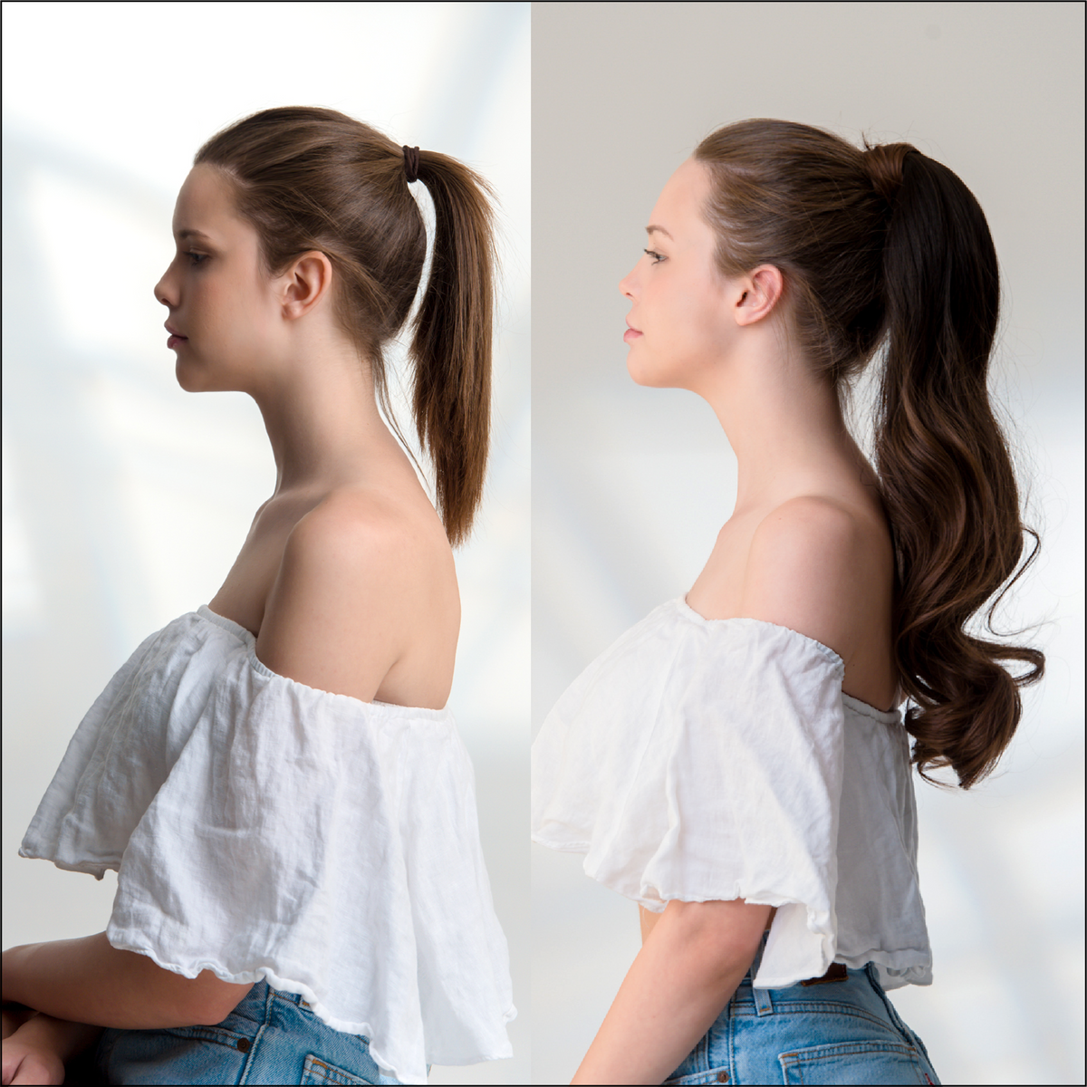 23" Ponytail Curly Clip-In Dark Colour