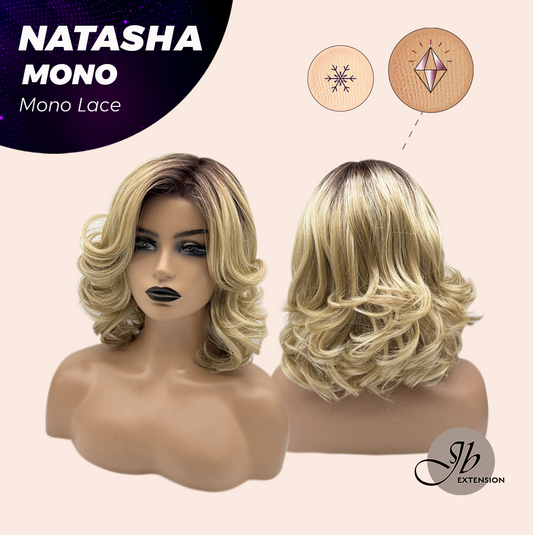 JBEXTENSION NATASHA MONO Monofilament Handmade Wig 6X5 Full Monofilament Hand Tied Top Wig 12 Inches Honey Blonde Mono Lace Wig Glueless Black Sapphire Wig NATASHA MONO - BLACK SAPPHIRE【BENDY EAR TABS】