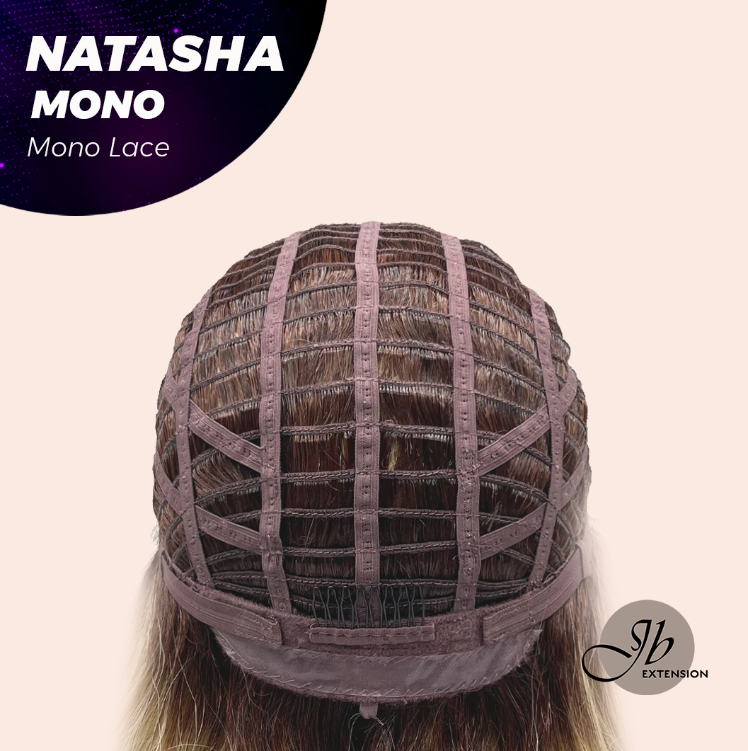 JBEXTENSION NATASHA MONO Monofilament Handmade Wig 6X5 Full Monofilament Hand Tied Top Wig 12 Inches Honey Blonde Mono Lace Wig Glueless Black Sapphire Wig NATASHA MONO - BLACK SAPPHIRE【BENDY EAR TABS】
