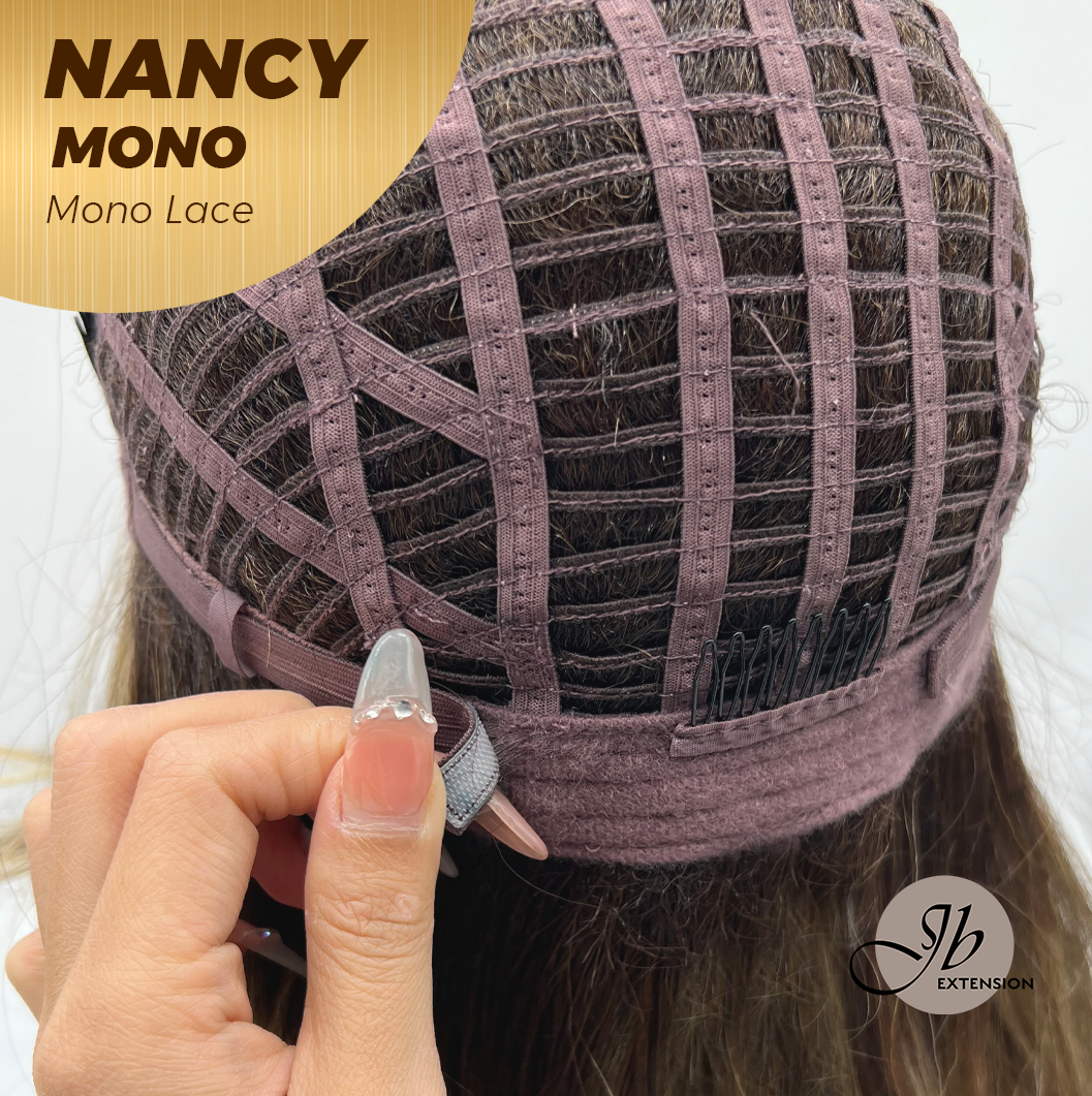 [FINAL SALE] JBEXTENSION NANCY MONO Monofilament Handmade Wig 6X5 Full Monofilament Hand Tied Top Wig 14 Inches Dark Brown Mono Lace Wig Glueless Wig NANCY MONO【BENDY EAR TABS】