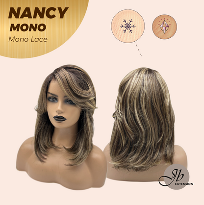 [FINAL SALE] JBEXTENSION NANCY MONO Monofilament Handmade Wig 6X5 Full Monofilament Hand Tied Top Wig 14 Inches Dark Brown Mono Lace Wig Glueless Wig NANCY MONO【BENDY EAR TABS】