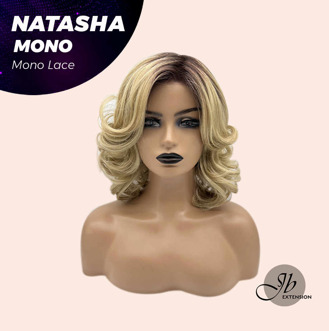 JBEXTENSION NATASHA MONO Monofilament Handmade Wig 6X5 Full Monofilament Hand Tied Top Wig 12 Inches Honey Blonde Mono Lace Wig Glueless Black Sapphire Wig NATASHA MONO - BLACK SAPPHIRE【BENDY EAR TABS】