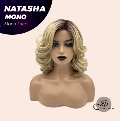 JBEXTENSION NATASHA MONO Monofilament Handmade Wig 6X5 Full Monofilament Hand Tied Top Wig 12 Inches Honey Blonde Mono Lace Wig Glueless Black Sapphire Wig NATASHA MONO - BLACK SAPPHIRE【BENDY EAR TABS】