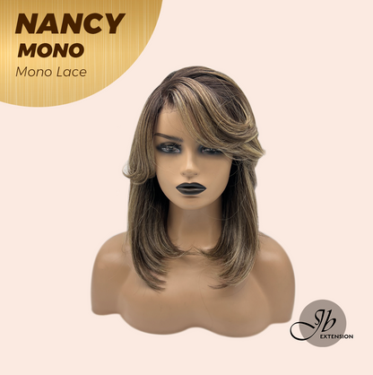 [FINAL SALE] JBEXTENSION NANCY MONO Monofilament Handmade Wig 6X5 Full Monofilament Hand Tied Top Wig 14 Inches Dark Brown Mono Lace Wig Glueless Wig NANCY MONO【BENDY EAR TABS】