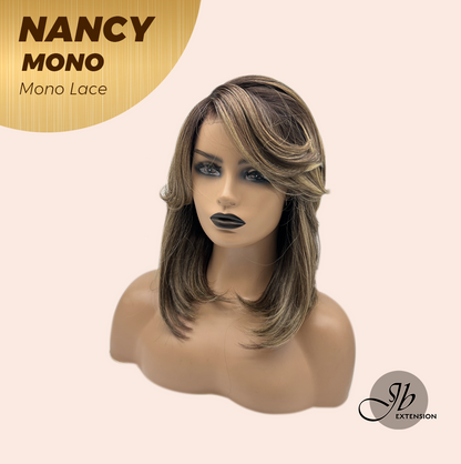 [FINAL SALE] JBEXTENSION NANCY MONO Monofilament Handmade Wig 6X5 Full Monofilament Hand Tied Top Wig 14 Inches Dark Brown Mono Lace Wig Glueless Wig NANCY MONO【BENDY EAR TABS】