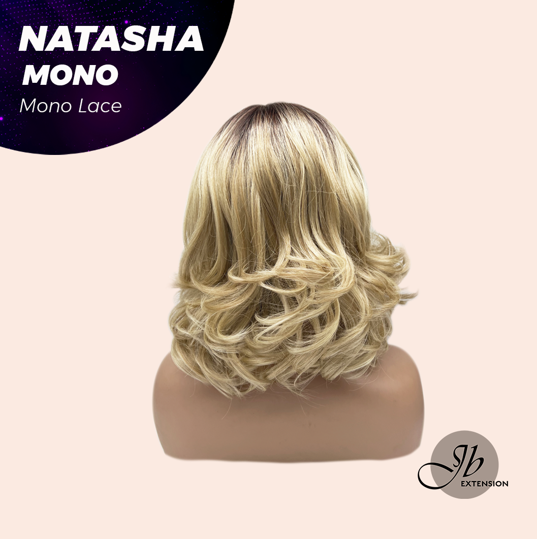 JBEXTENSION NATASHA MONO Monofilament Handmade Wig 6X5 Full Monofilament Hand Tied Top Wig 12 Inches Honey Blonde Mono Lace Wig Glueless Black Sapphire Wig NATASHA MONO - BLACK SAPPHIRE【BENDY EAR TABS】