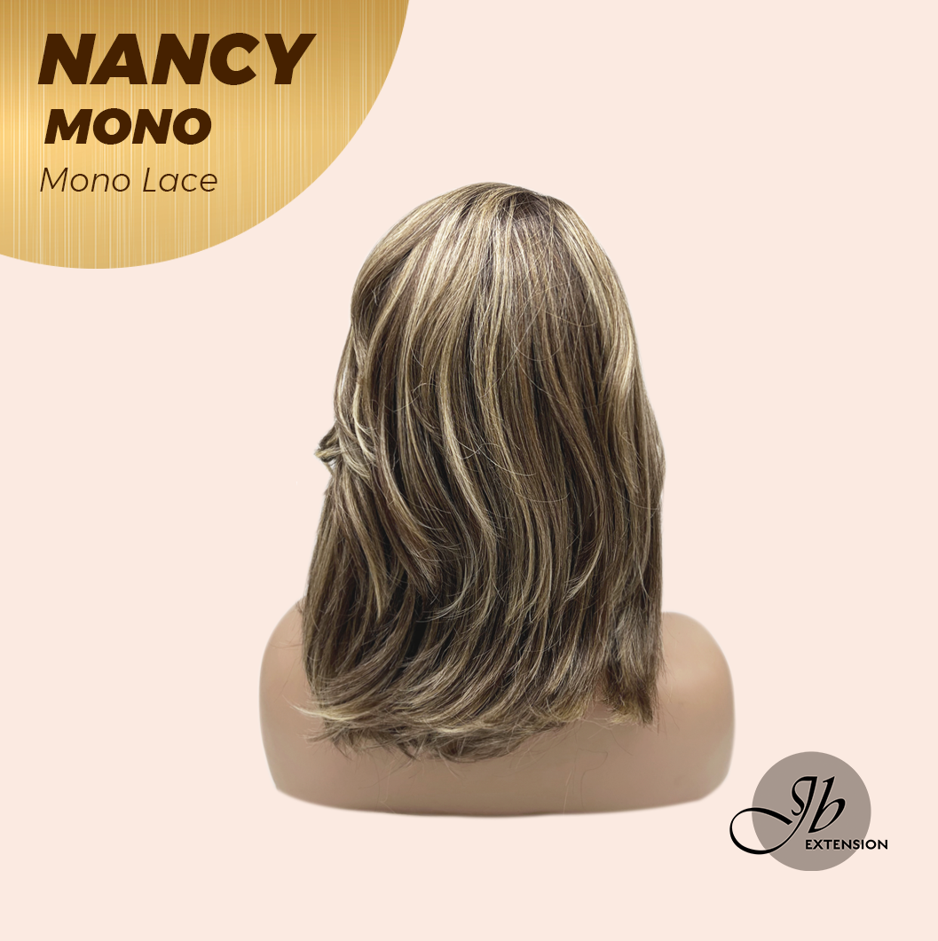 [FINAL SALE] JBEXTENSION NANCY MONO Monofilament Handmade Wig 6X5 Full Monofilament Hand Tied Top Wig 14 Inches Dark Brown Mono Lace Wig Glueless Wig NANCY MONO【BENDY EAR TABS】