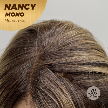 [FINAL SALE] JBEXTENSION NANCY MONO Monofilament Handmade Wig 6X5 Full Monofilament Hand Tied Top Wig 14 Inches Dark Brown Mono Lace Wig Glueless Wig NANCY MONO【BENDY EAR TABS】