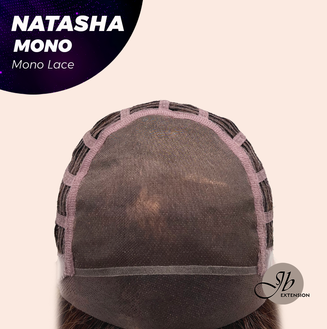 JBEXTENSION NATASHA MONO Monofilament Handmade Wig 6X5 Full Monofilament Hand Tied Top Wig 12 Inches Honey Blonde Mono Lace Wig Glueless Black Sapphire Wig NATASHA MONO - BLACK SAPPHIRE【BENDY EAR TABS】
