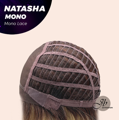 JBEXTENSION NATASHA MONO Monofilament Handmade Wig 6X5 Full Monofilament Hand Tied Top Wig 12 Inches Honey Blonde Mono Lace Wig Glueless Black Sapphire Wig NATASHA MONO - BLACK SAPPHIRE【BENDY EAR TABS】