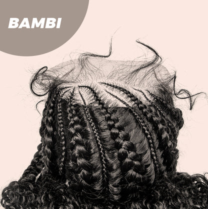 JBEXTENSION 35" Hand-Braided Synthetic Lace Front Box Braided Wigs with Baby Hair for Women  Dutch Braids Black Lace Frontal Wigs for Women BAMBI
